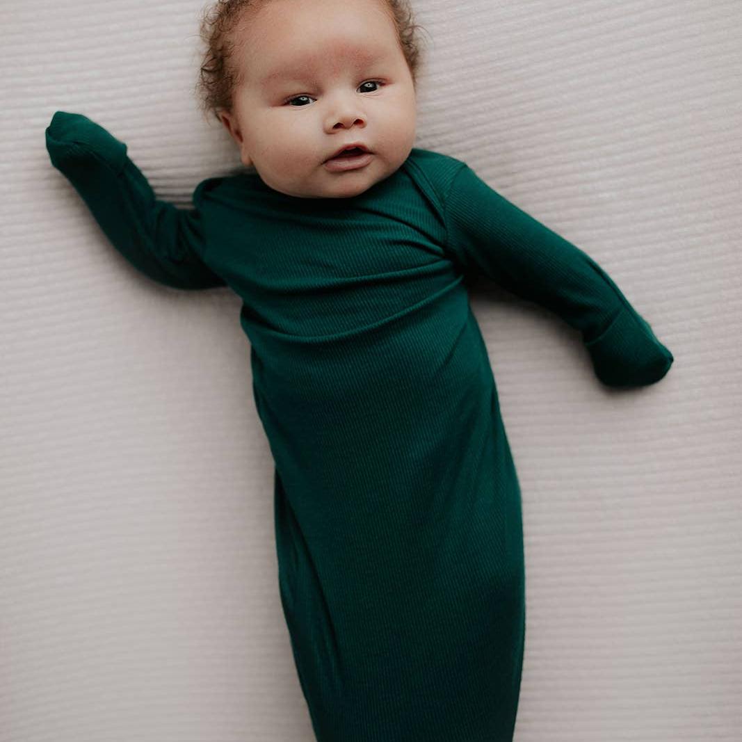 Ribbed Knotted Newborn Baby Gown Sleepwear