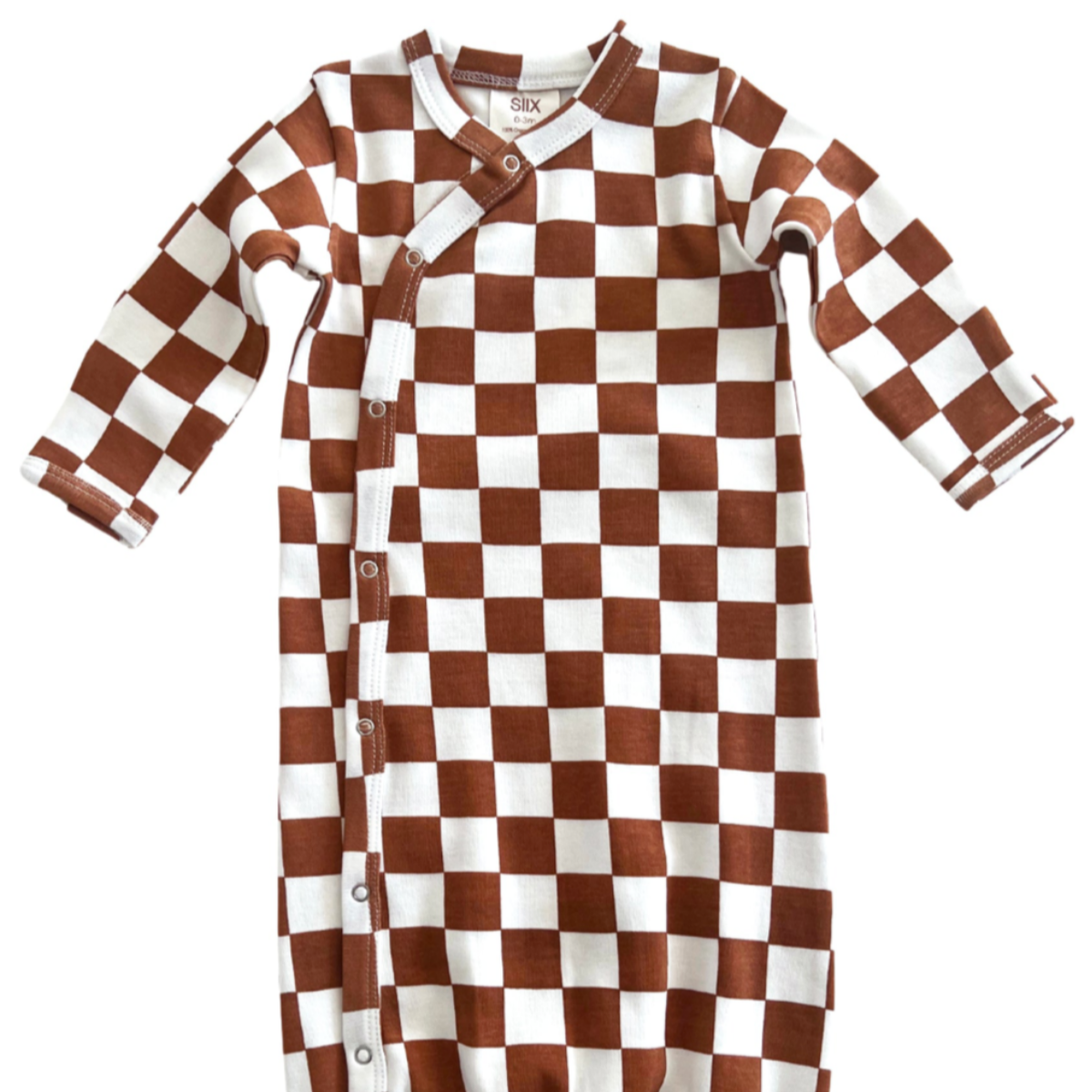 Stracciatella Checkerboard Organic Gown - Baby Dill