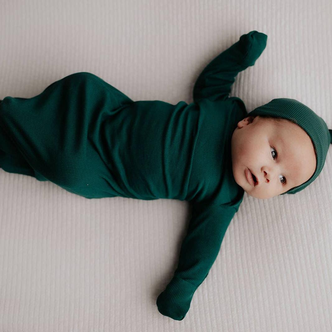 Ribbed Knotted Newborn Baby Gown Sleepwear
