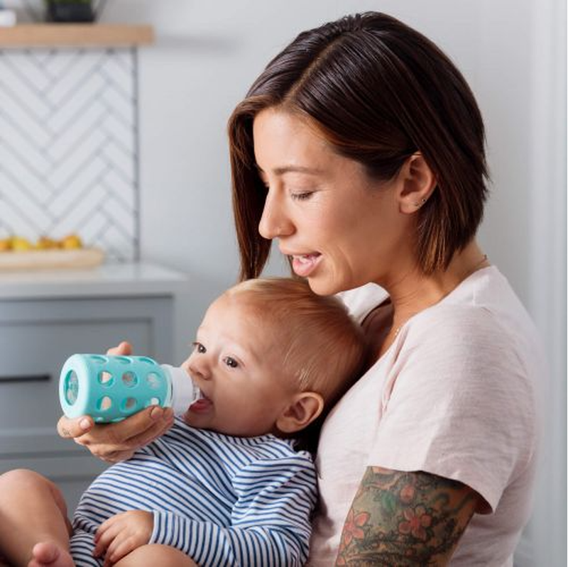 4oz Glass Baby Bottle - Stage 1 Nipple, Stopper, and Cap - Baby Dill