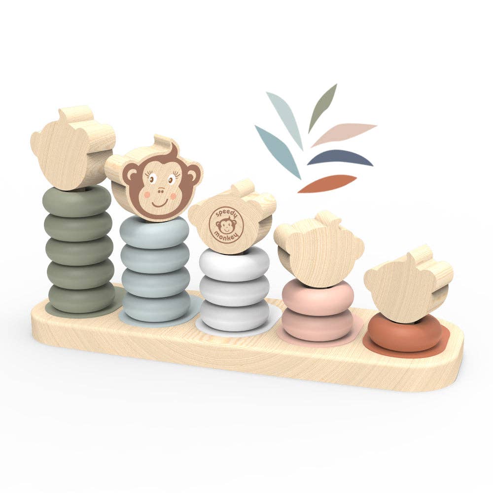 Wood Monkey Family Stacker Toy - Baby Dill