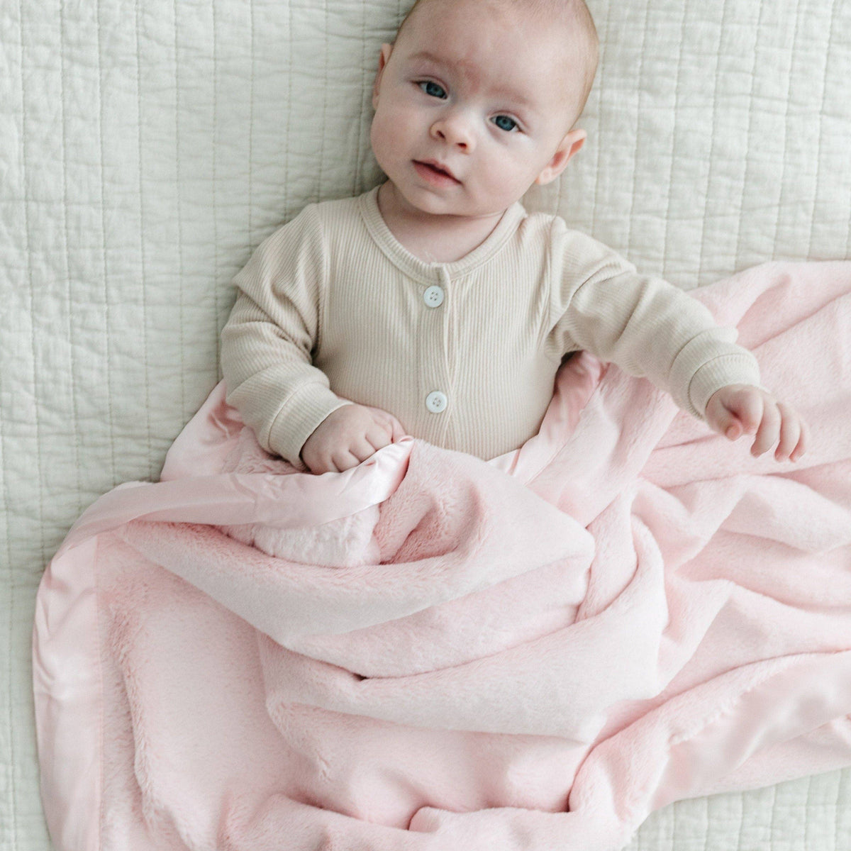 Satin Border Receiving Blanket - Baby Dill