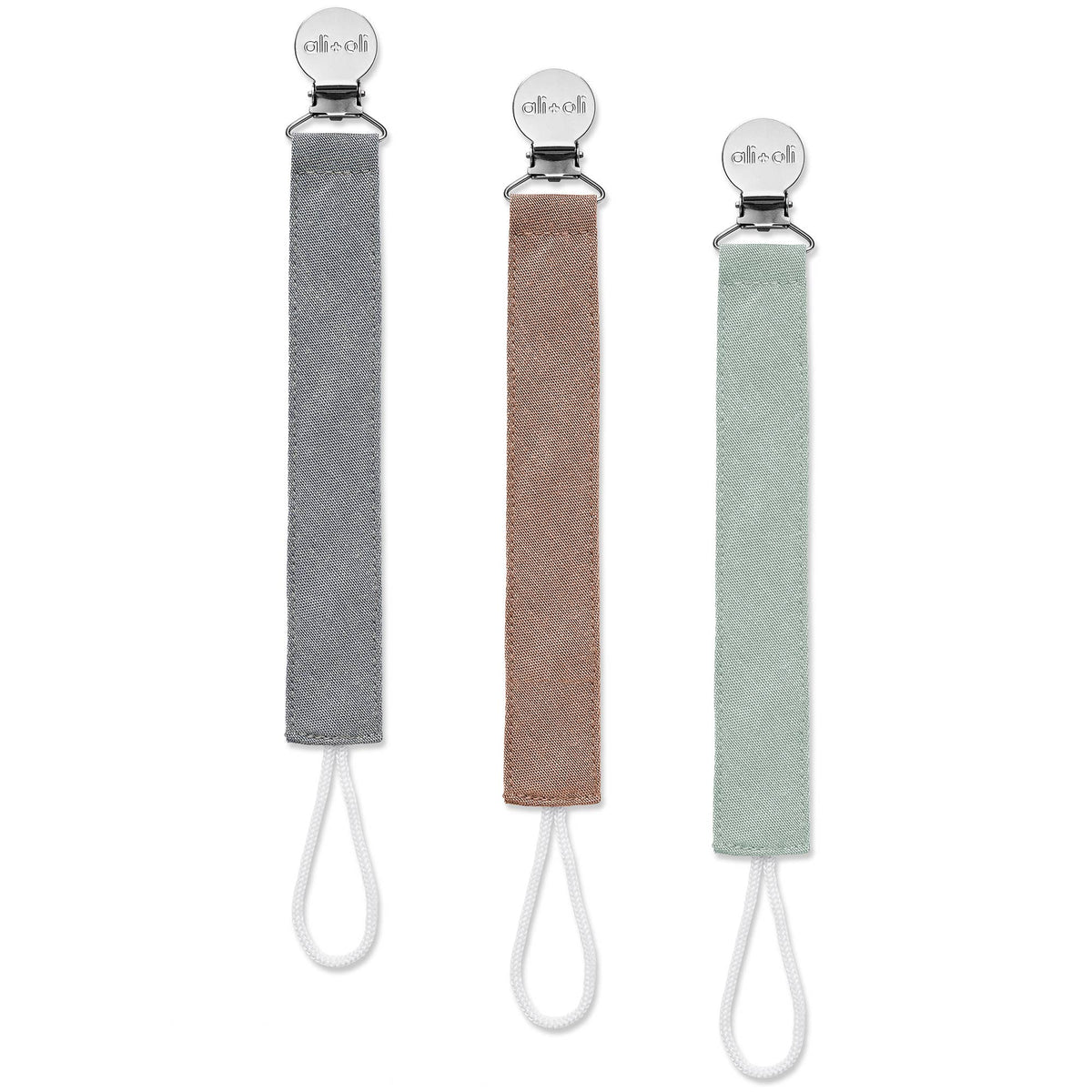 Linen Pacifier Clips (set of 3) - Baby Dill