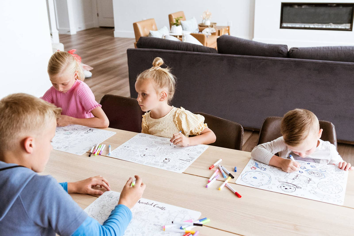 Silicone Reusable Coloring Placemat with Markers - Baby Dill