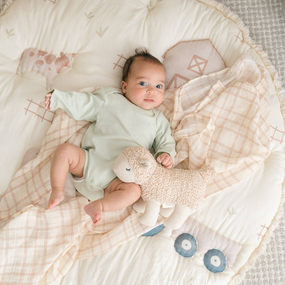 Charlie Farmhouse Quilted Play Mat - Baby Dill