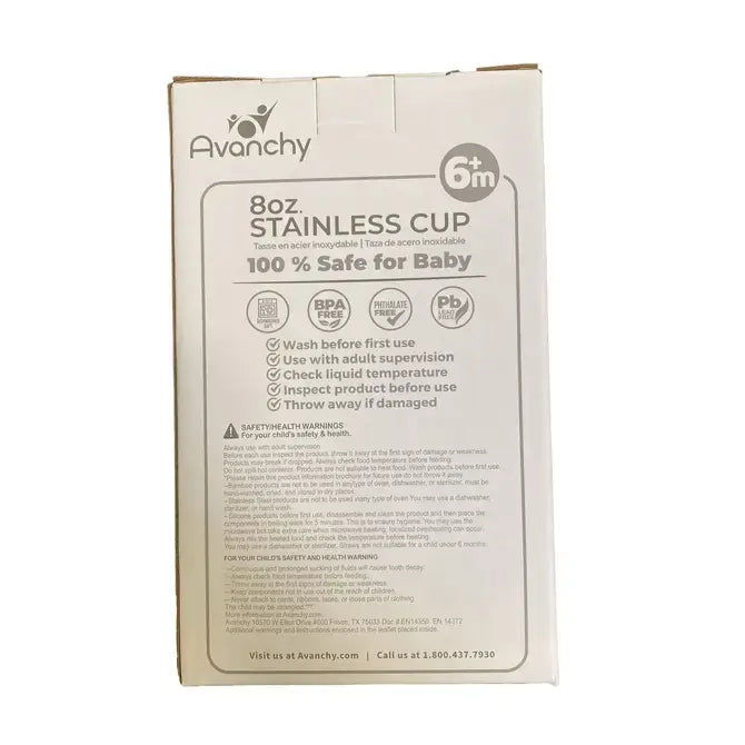 8 oz. Stainless Steel Baby Cup Silicone Straw &amp; Lid