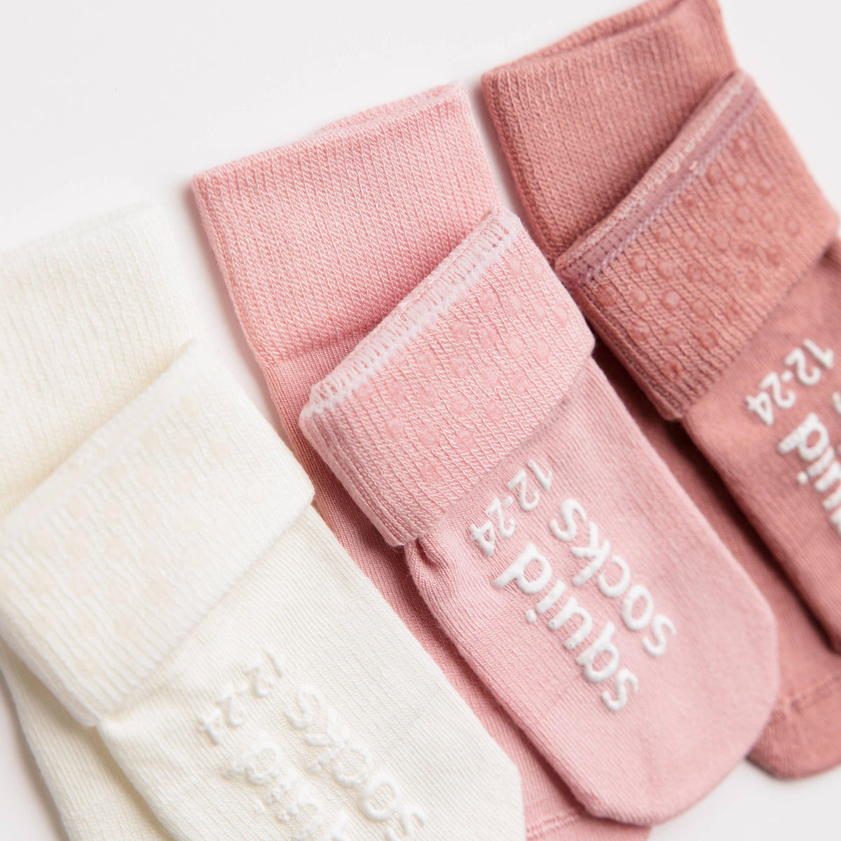 Claire - Non-Slip Baby Socks in Ivory, Peony, Desert Rose