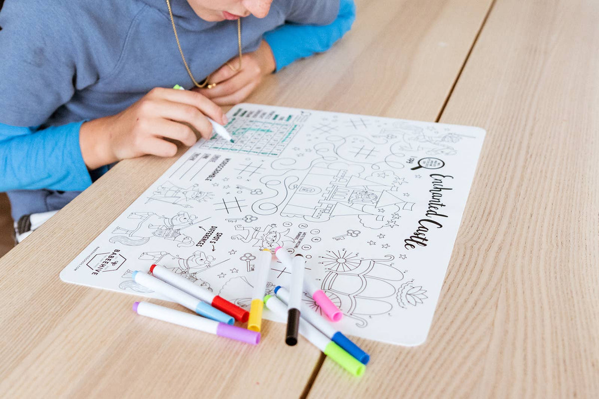 Silicone Reusable Coloring Placemat with Markers - Baby Dill