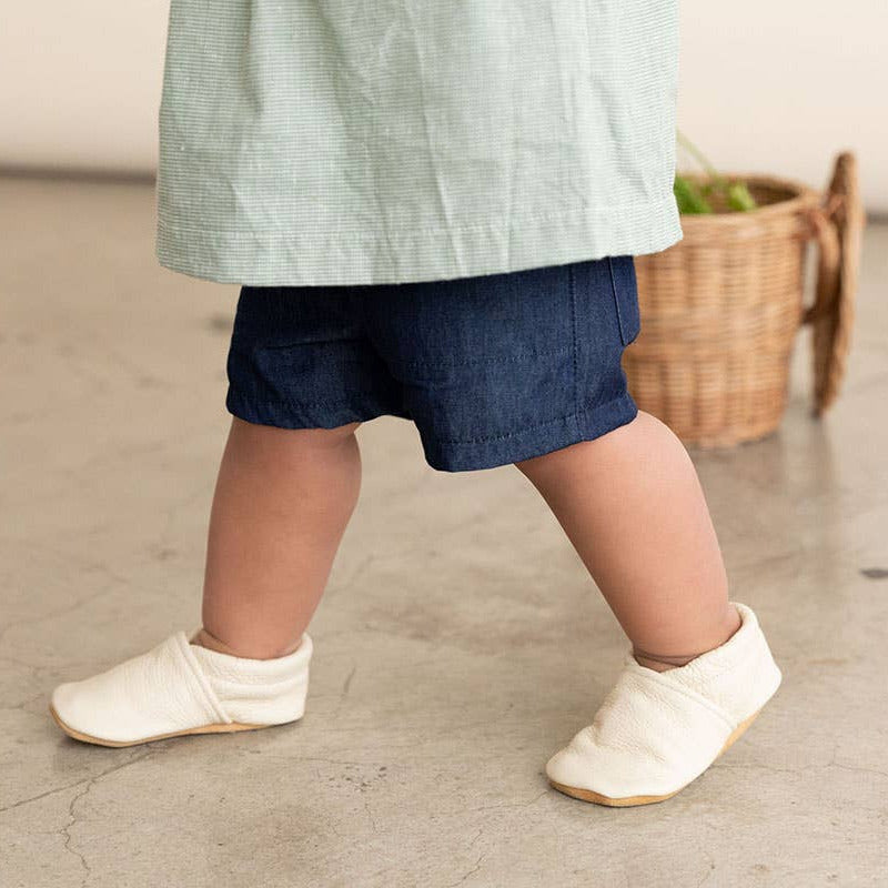 Sun & Lace - Gender Neutral Baby Moccs in Cream | Slip-On Baby Shoes - Baby Dill