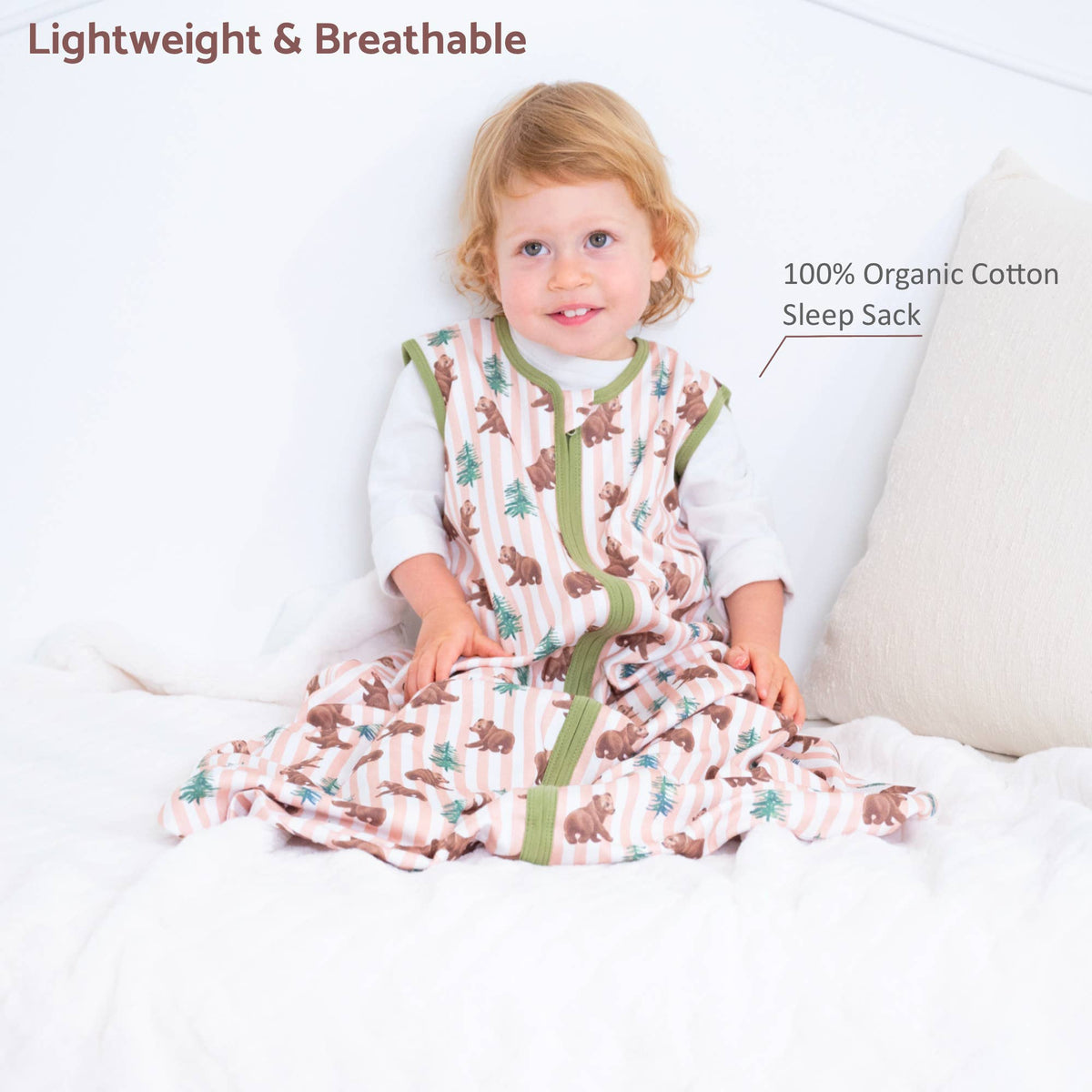 LollyBanks - Baby Bear Baby Sleep Sack, 100% Organic Cotton - Baby Dill