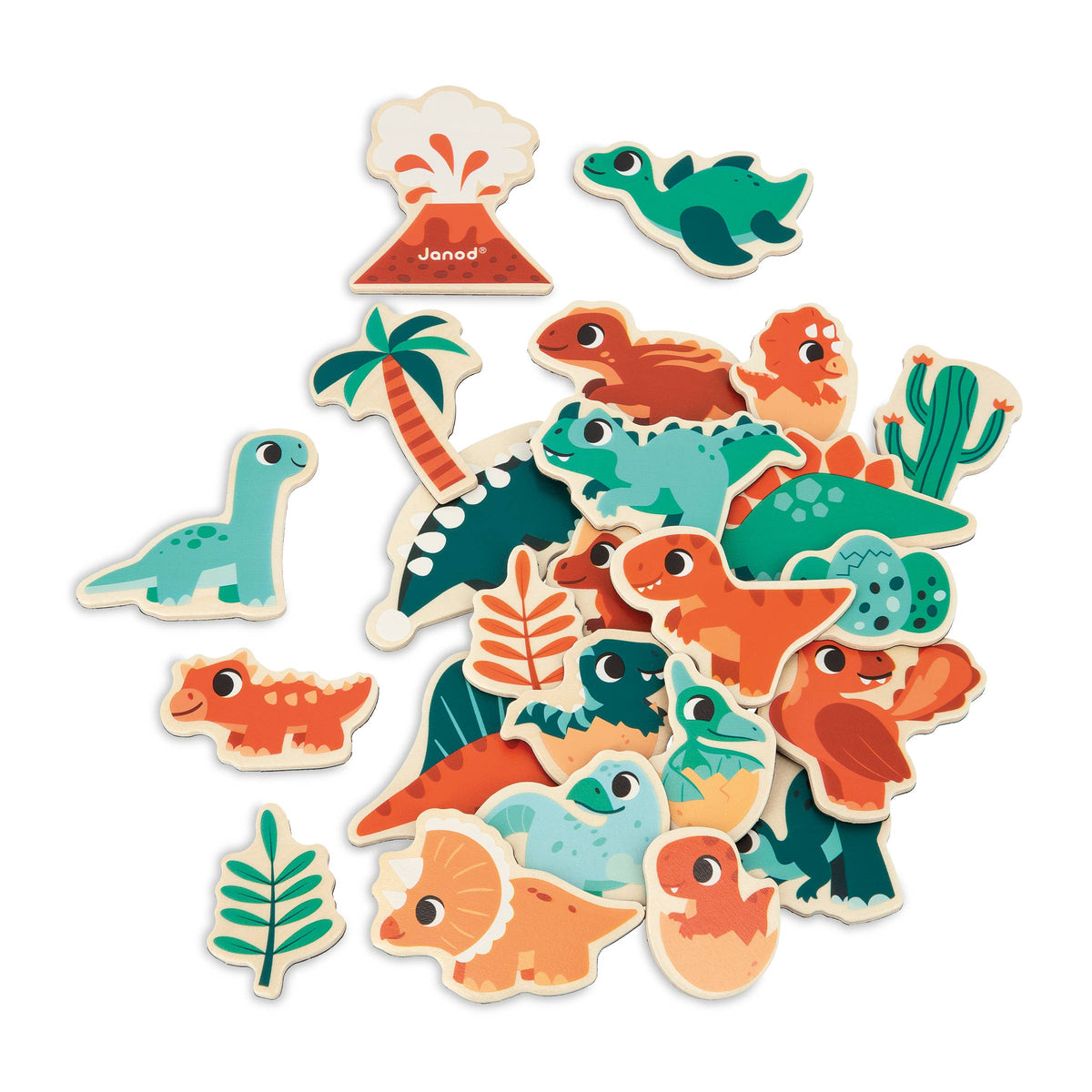Janod - Set of Magnets | Dino | 24 wooden magnetic pieces | toy - Baby Dill