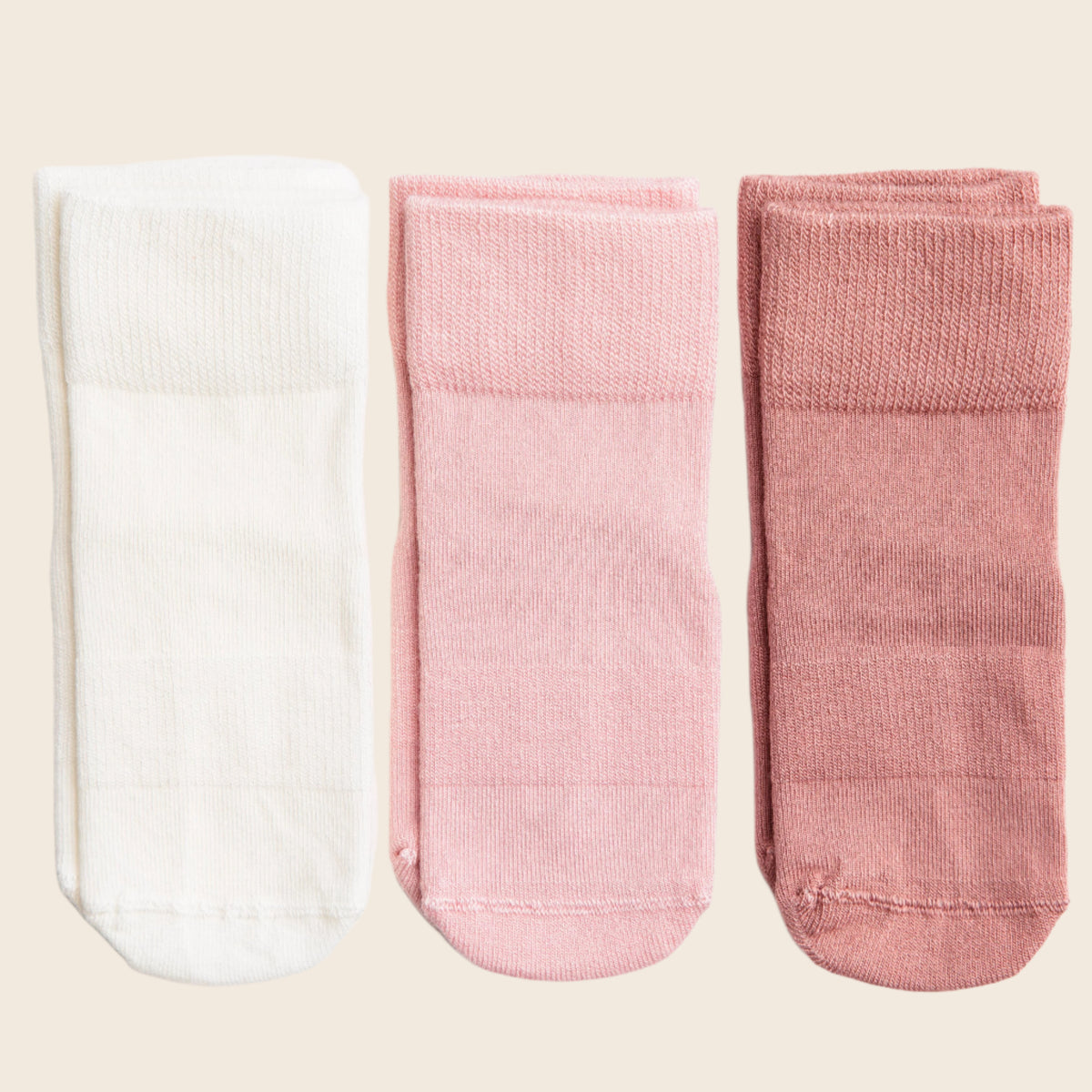 Claire - Non-Slip Baby Socks in Ivory, Peony, Desert Rose