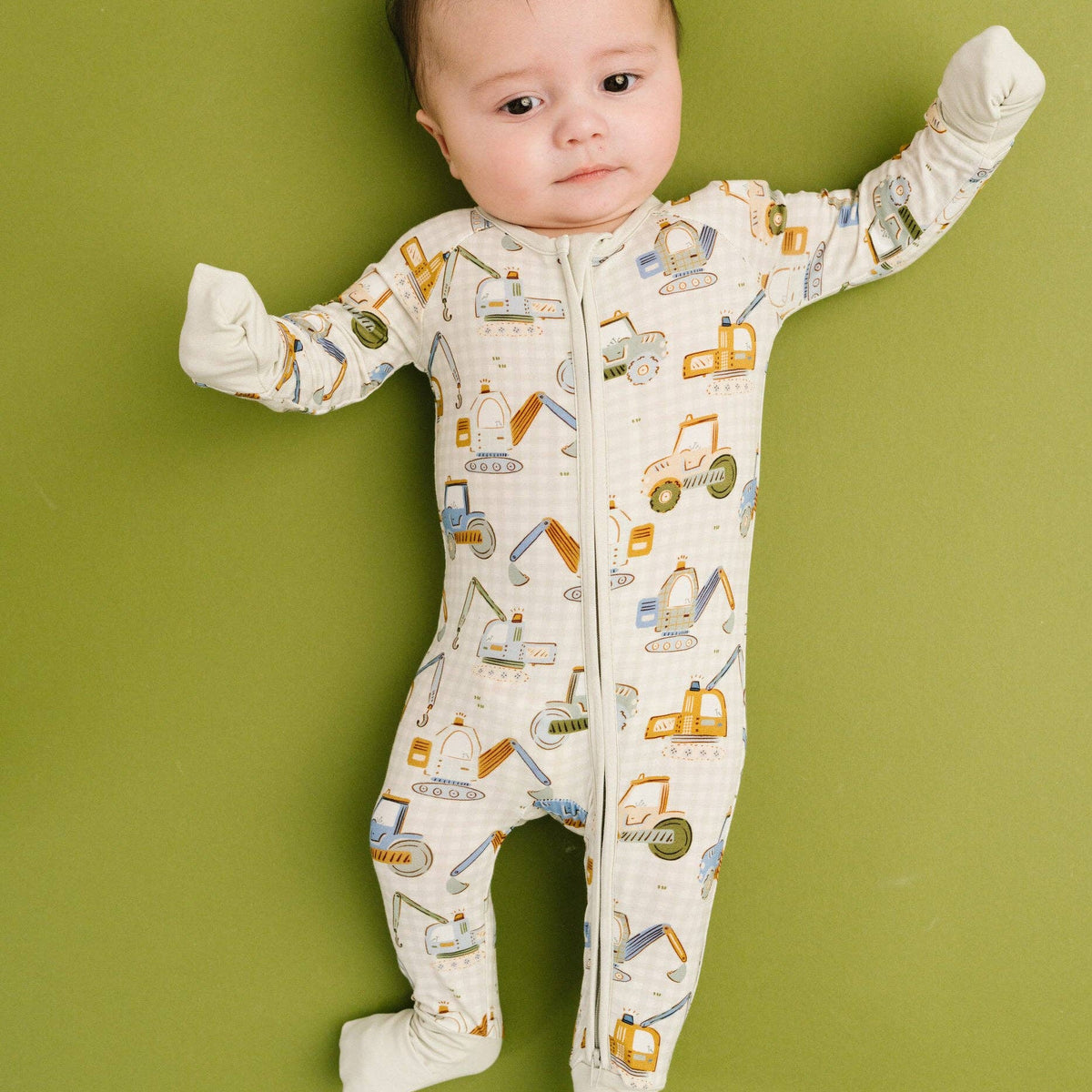 Little One Shop - Construction Crew Bamboo Sleeper - Baby Dill
