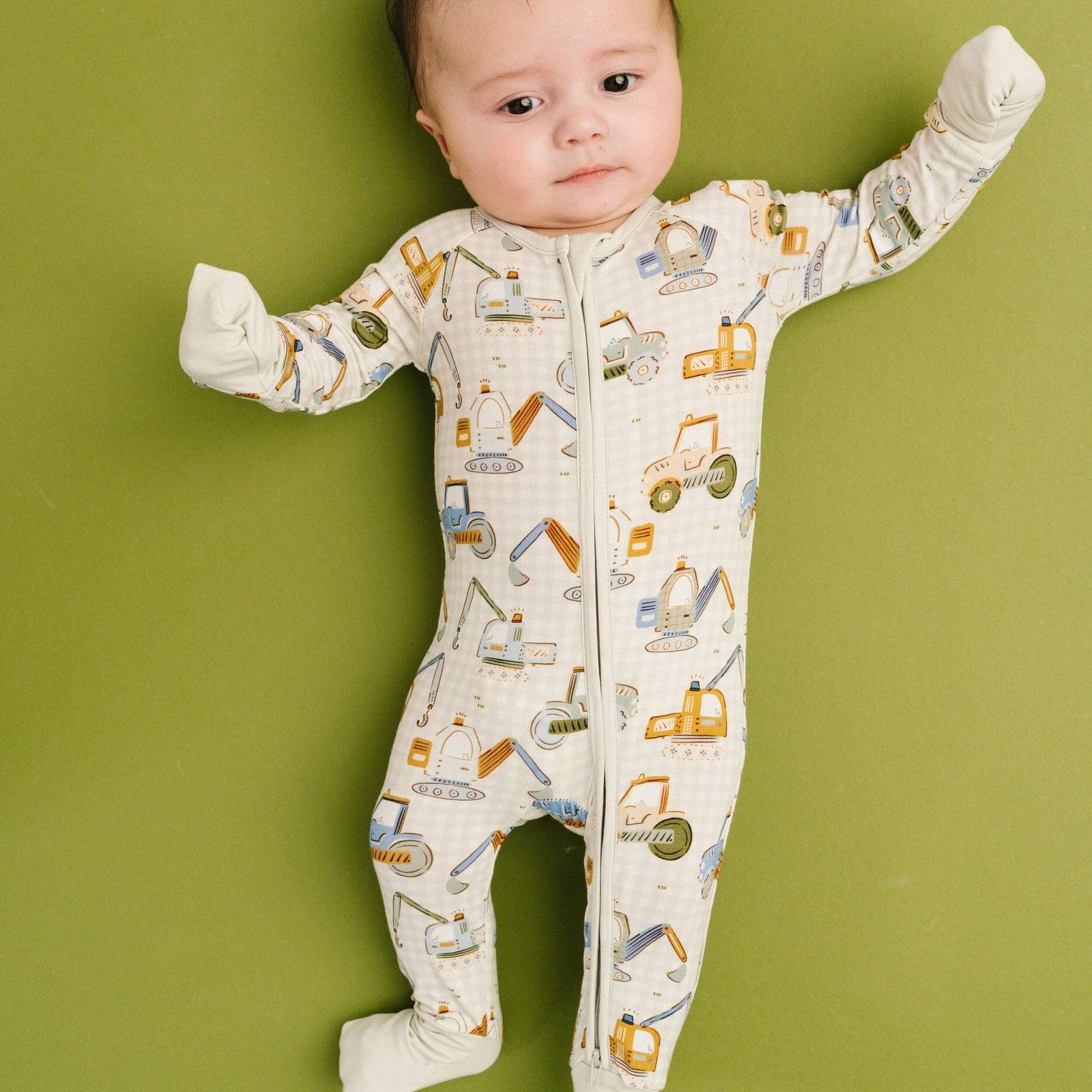 Little One Shop - Construction Crew Bamboo Sleeper - Baby Dill