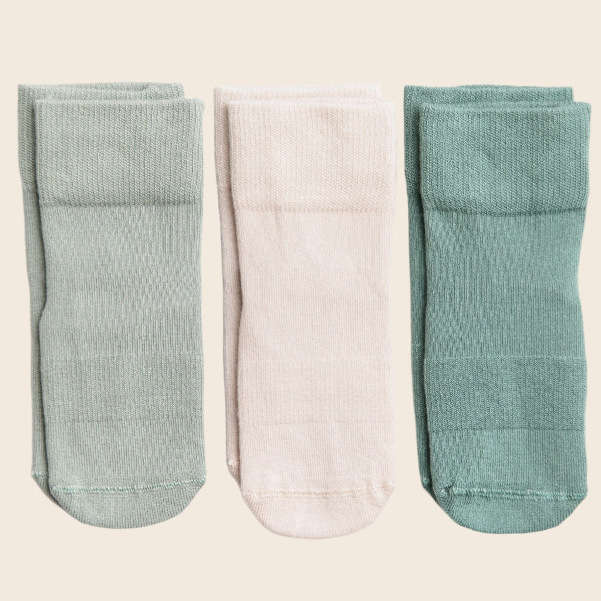 Coastal - Non-Slip Baby Socks Stone Gray, Eucalyptus, Thyme