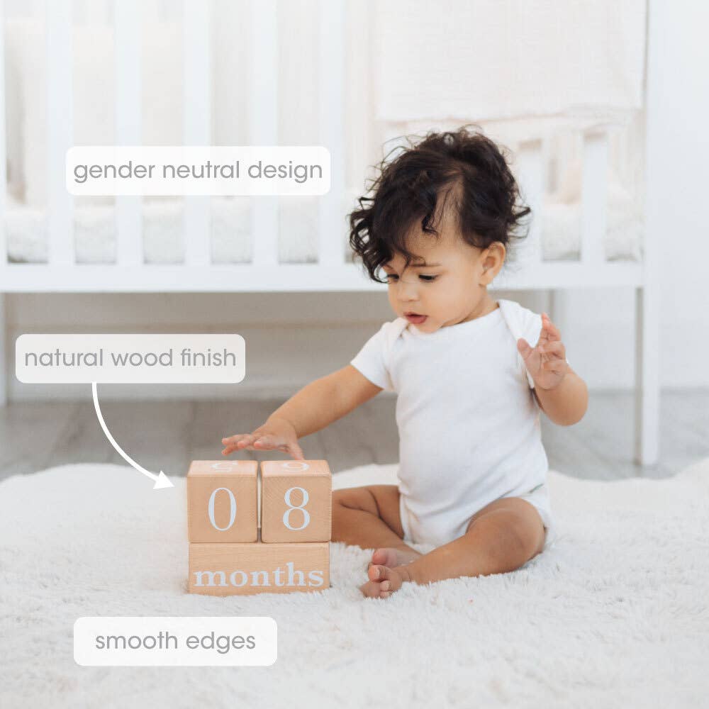 Pearhead - Natural Wooden Milestone Blocks Photo Prop - Baby Dill