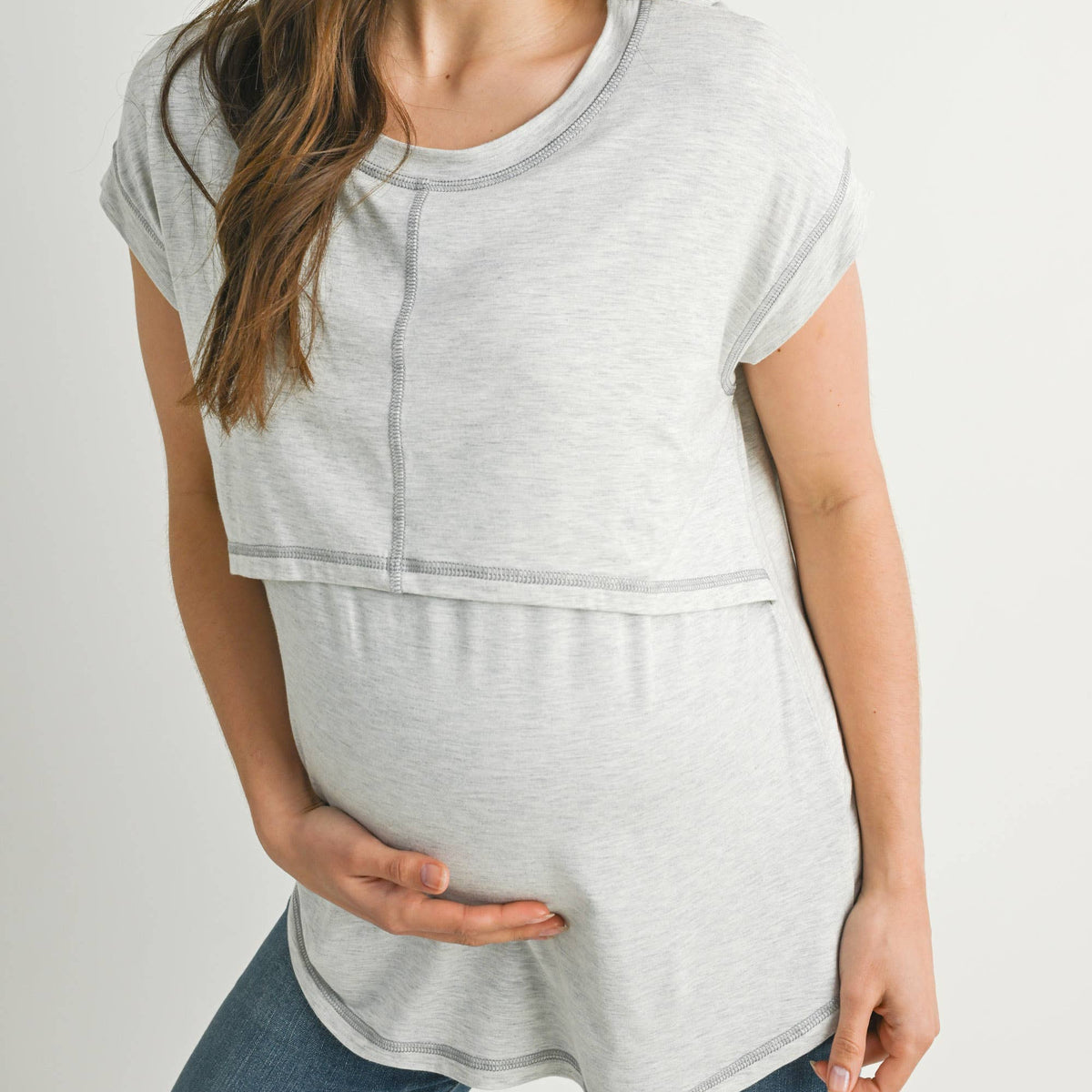 Double Layer Short Sleeve Maternity Nursing Top