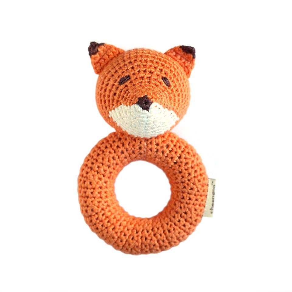 Cheengoo - Fox Ring Hand Crocheted Rattle - Baby Dill