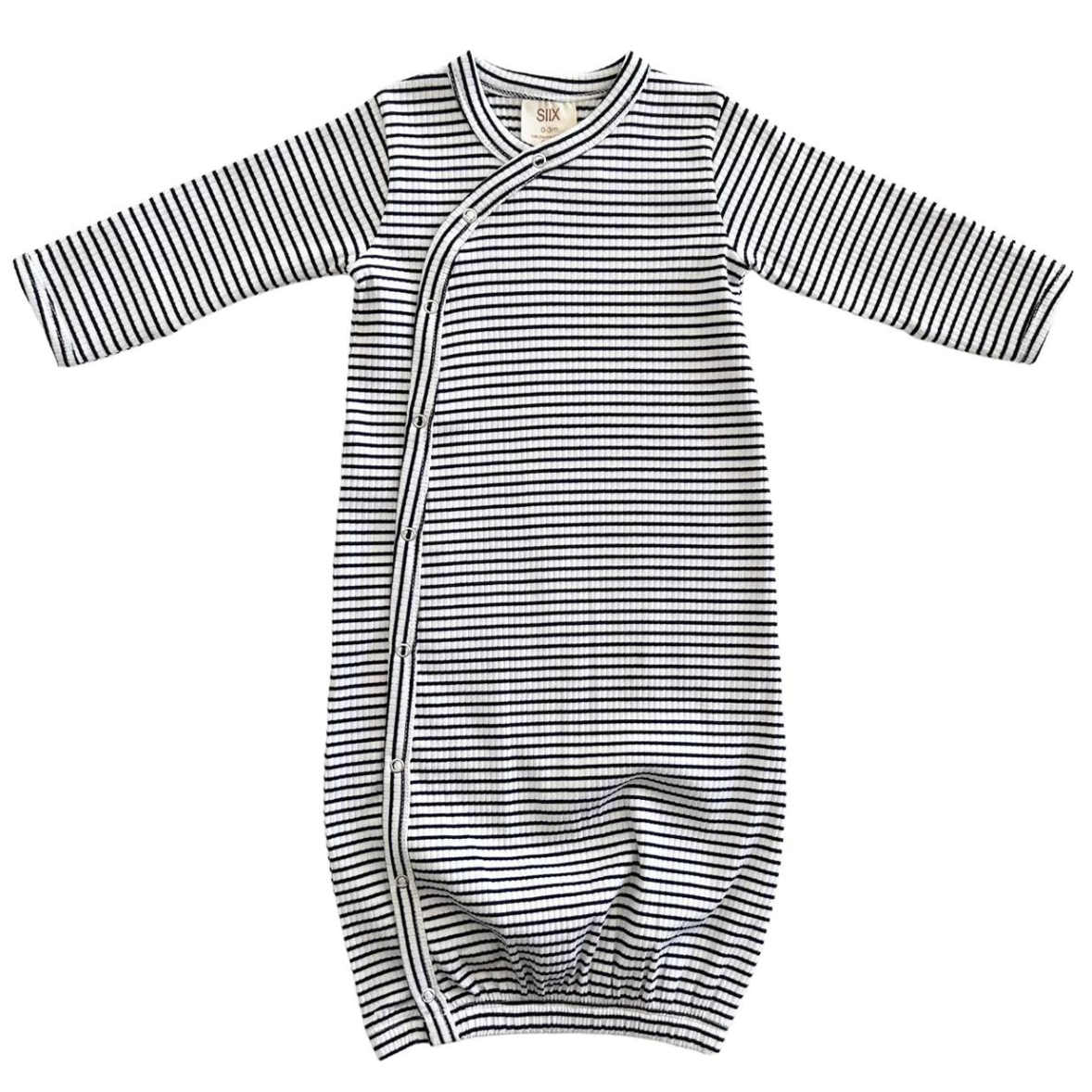 Black Stripe Organic Ribbed Gown - Baby Dill