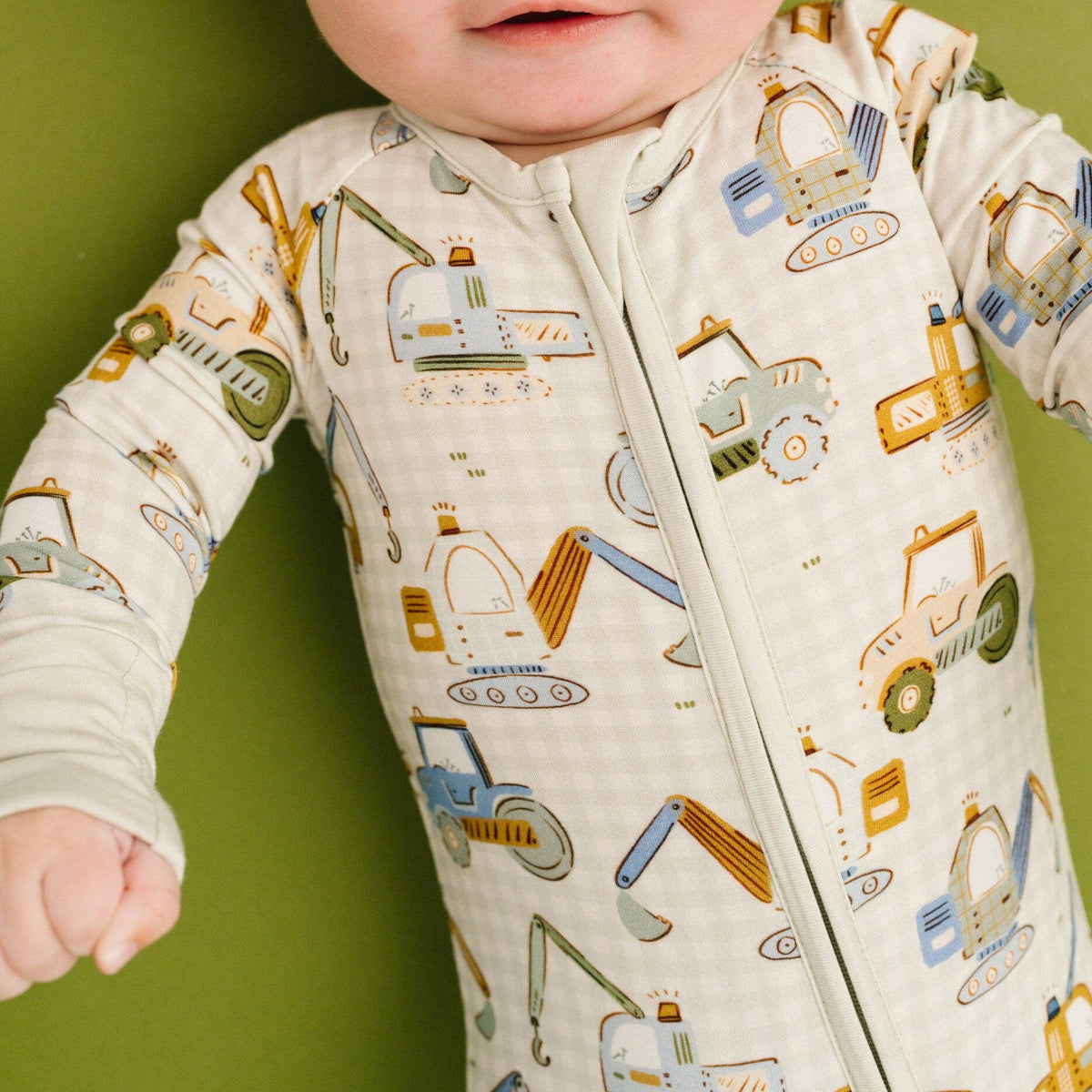 Little One Shop - Construction Crew Bamboo Sleeper - Baby Dill