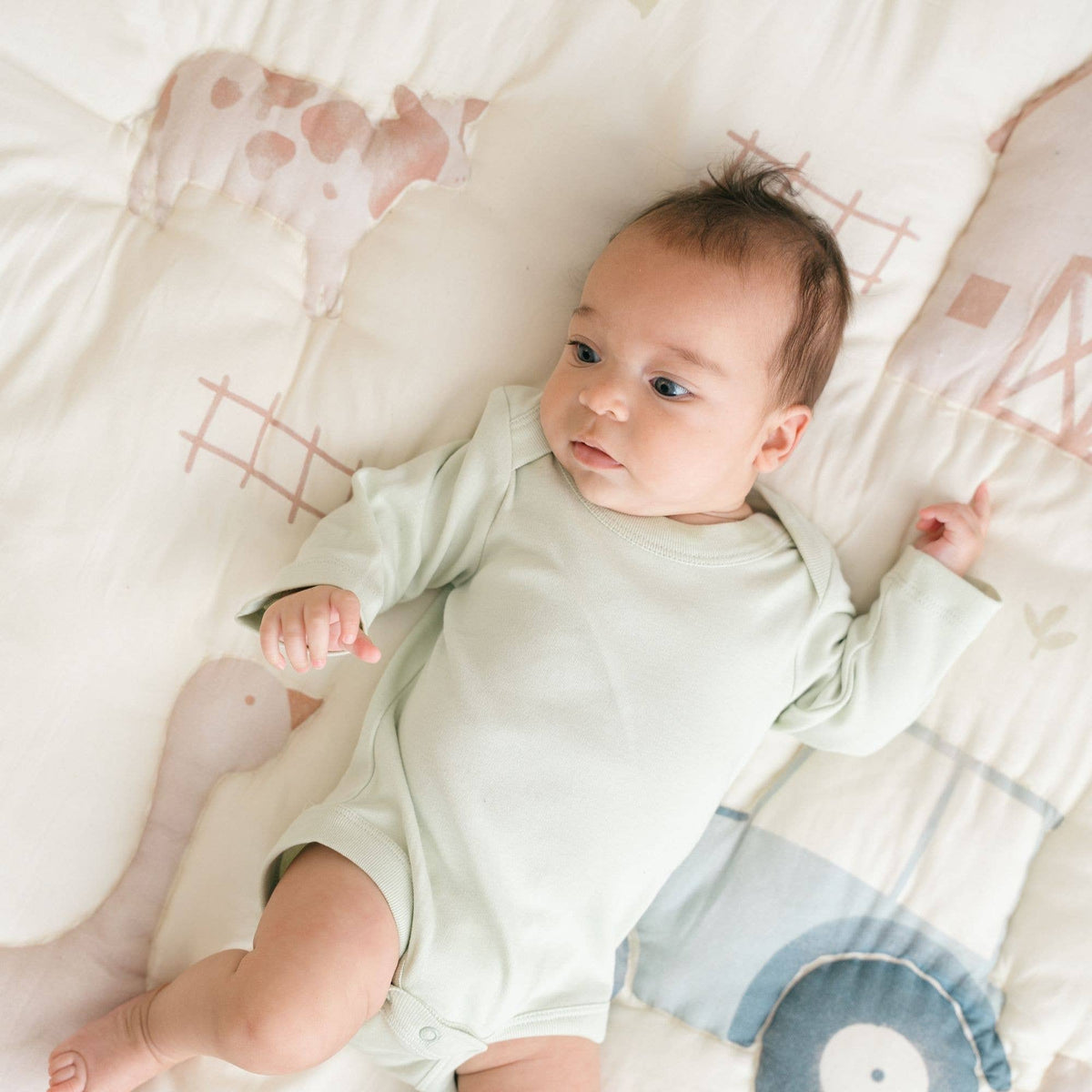 Charlie Farmhouse Quilted Play Mat - Baby Dill