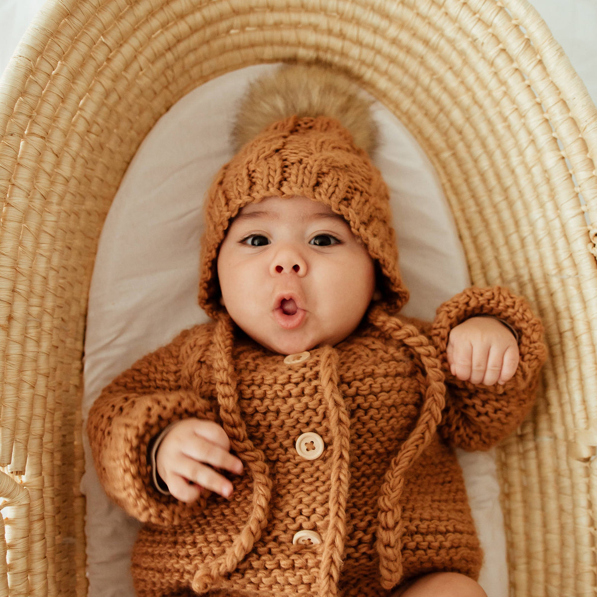 Cable Hand Knit Baby Bonnet Hat
