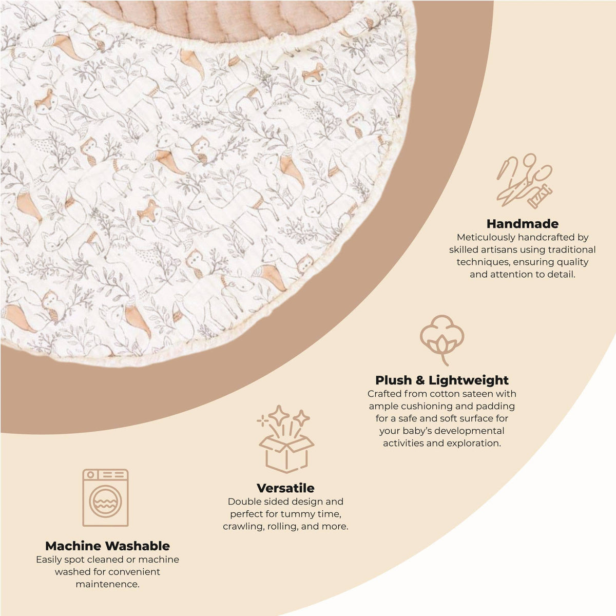 Ezra Quilted Woodland Playmat - Baby Dill